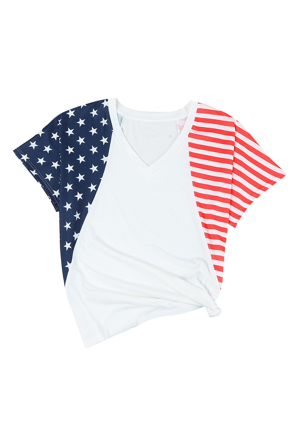 American Flag Print Short Sleeve V Neck T Shirt