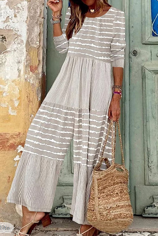 Striped Splicing Wide Leg Jumpsuit