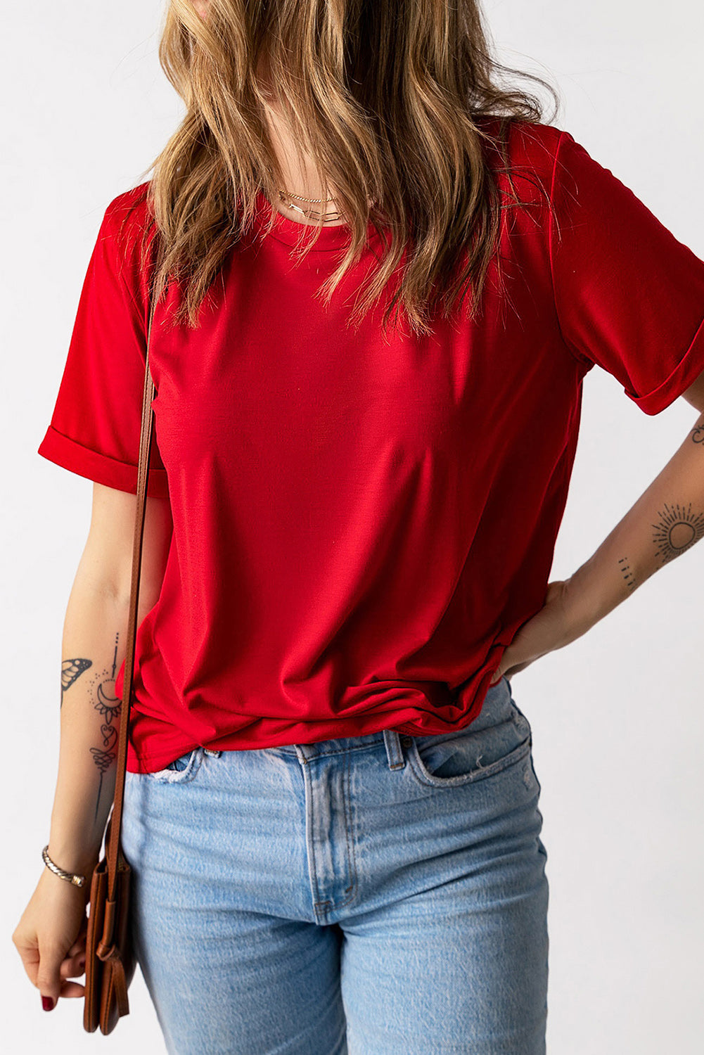 Blank T Shirt - Red Solid Color Basic Crew Neck Tee Customized