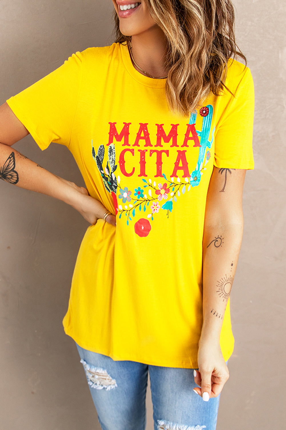 Call me Mamacita Crew Neck Graphic Tee for Women