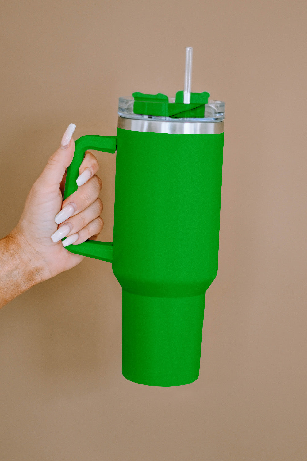 Green 304 Stainless Steel Insulated Tumbler Mug With Straw