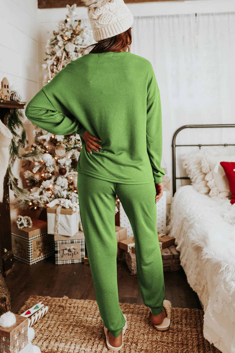 Khaki Long Sleeve Pullover & Jogger Pants Loungewear Set