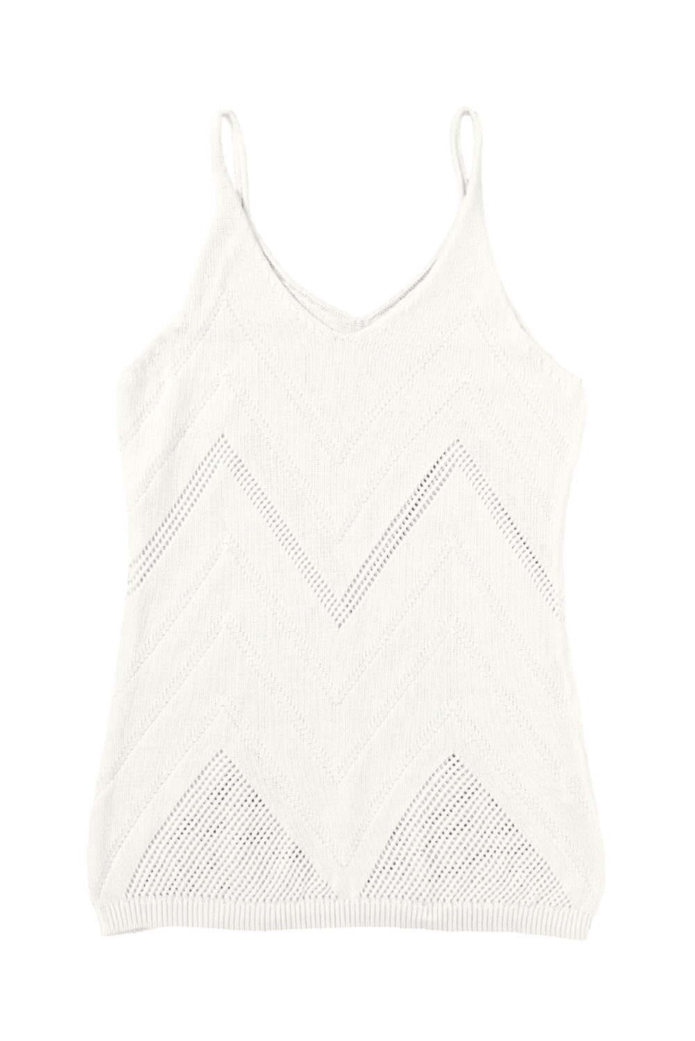 Parchment Chevron Pointelle Knit Cami Top