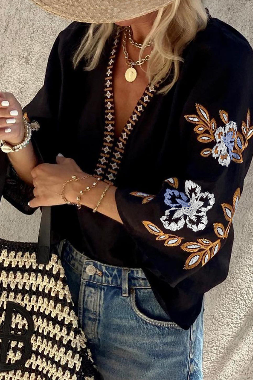 Classy Floral Embroidered Bohemian Blouse