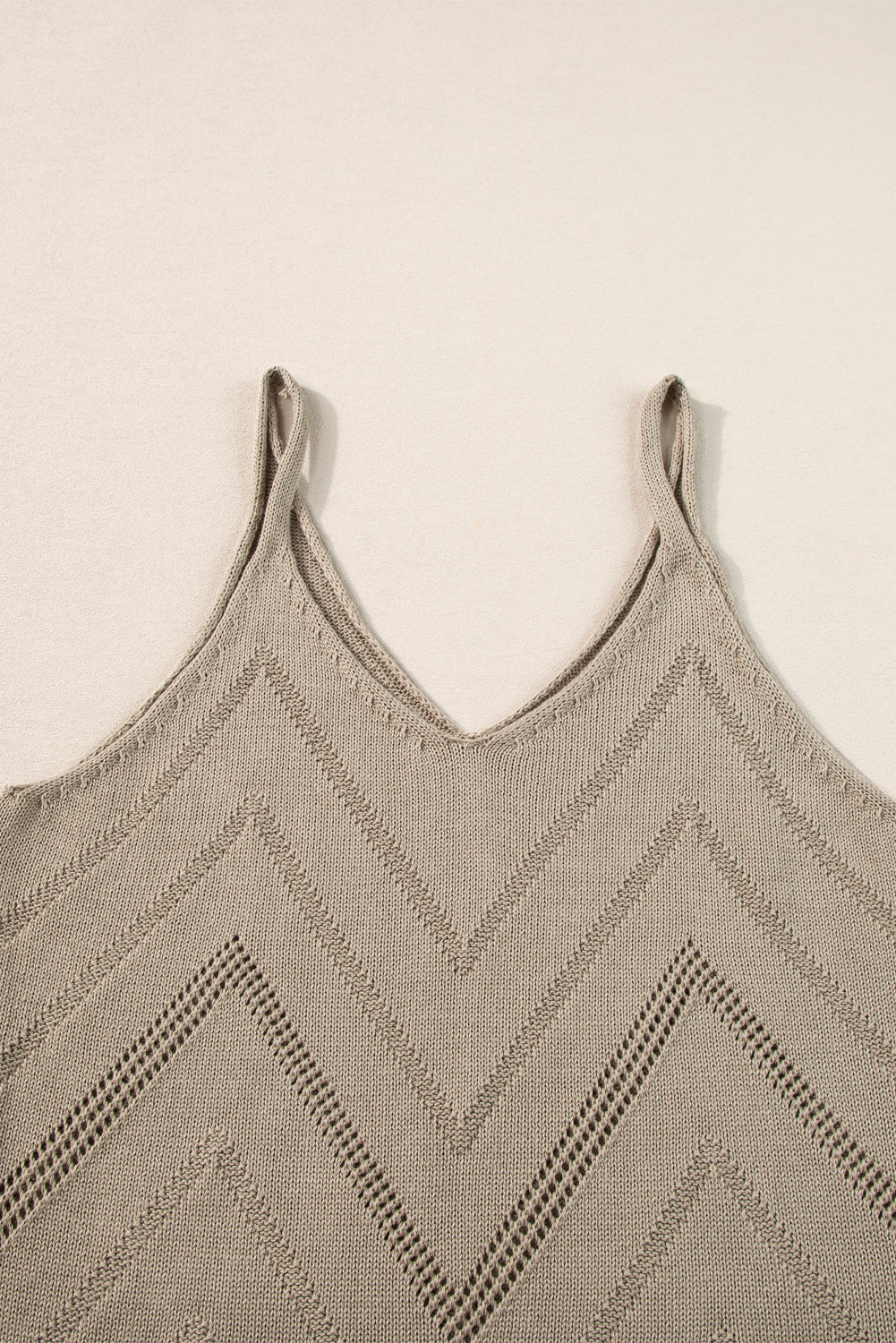 Parchment Chevron Pointelle Knit Cami Top