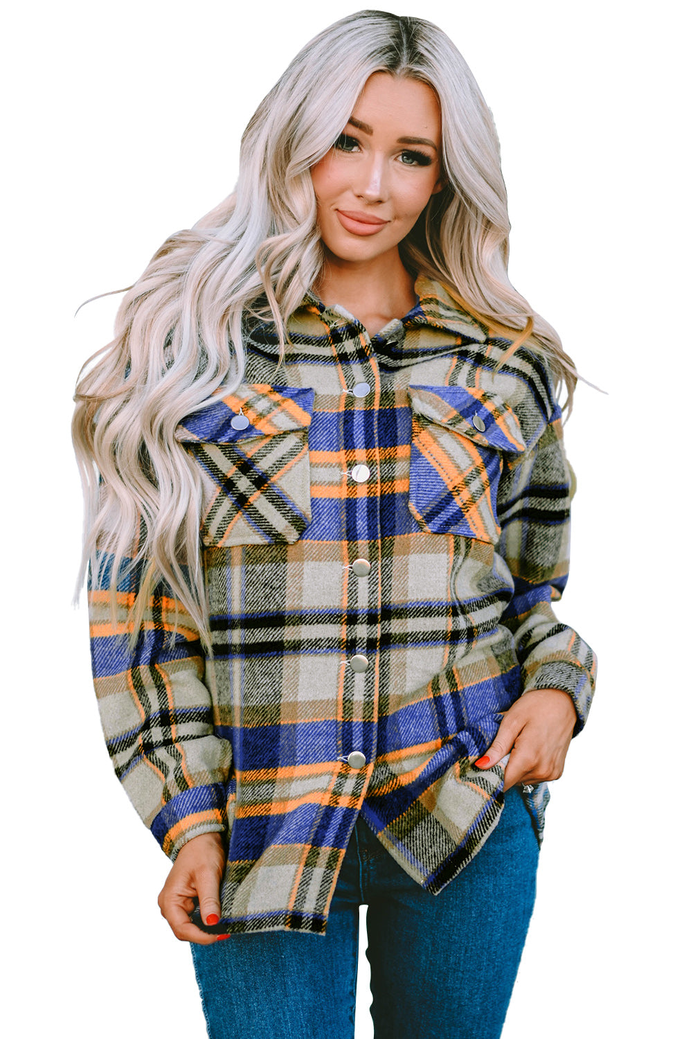 Brown Plaid Button Up Long Sleeve Flannel Shacket