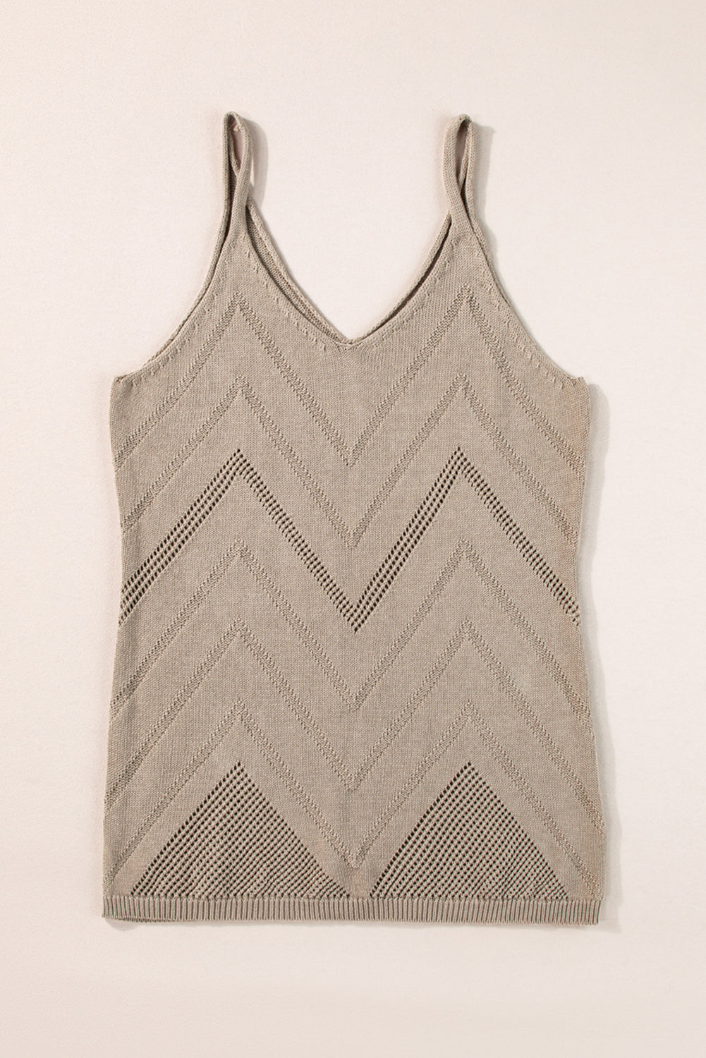 Parchment Chevron Pointelle Knit Cami Top