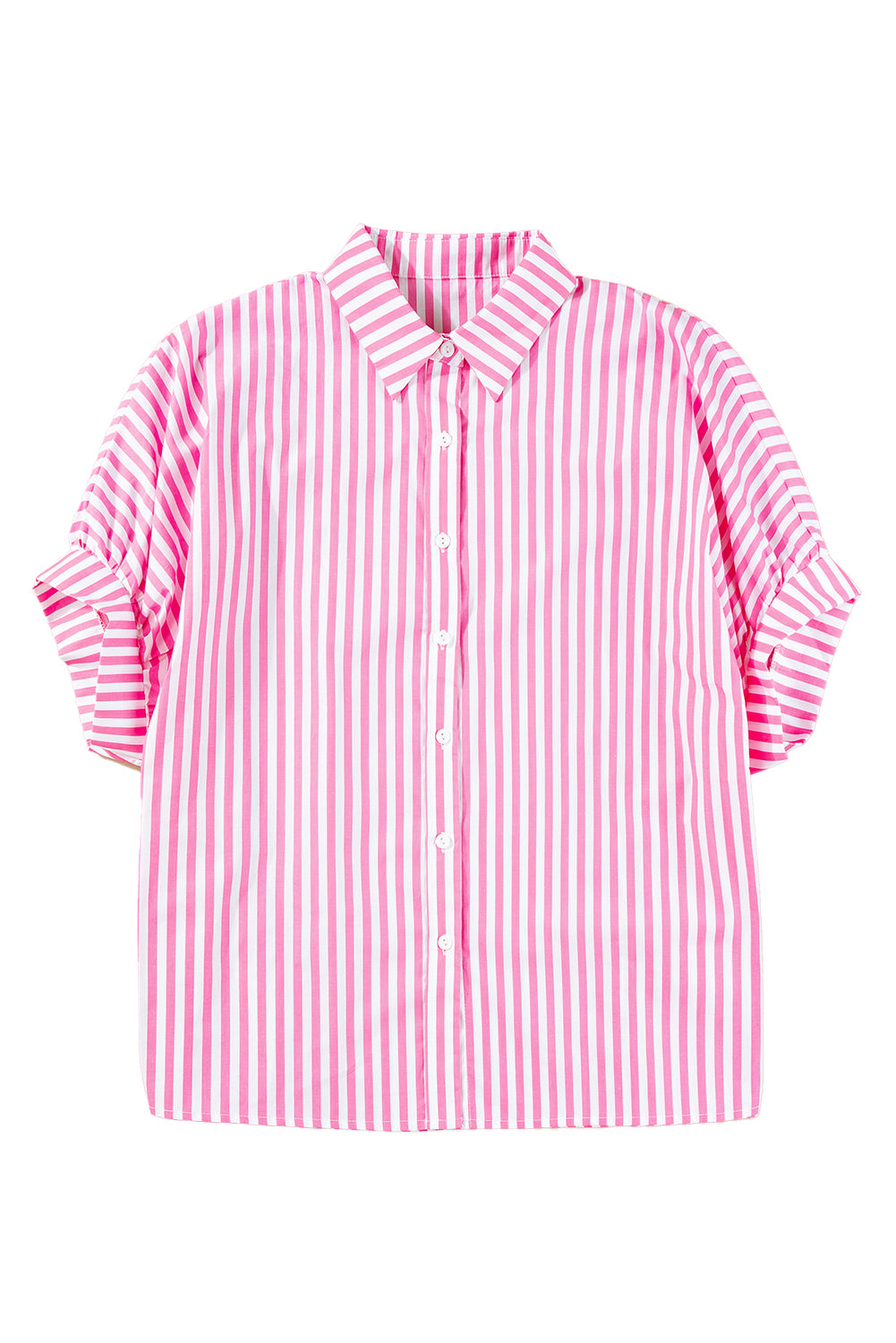 Pink Stripe Button Up Dolman Shirt