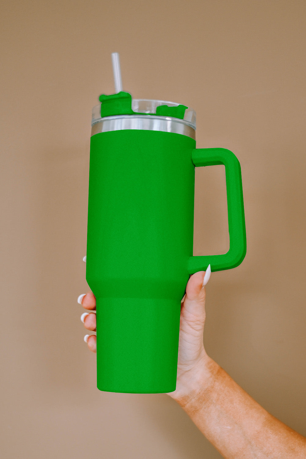 Green 304 Stainless Steel Insulated Tumbler Mug With Straw