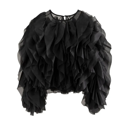 Creating Waves ruffled pullover blouse