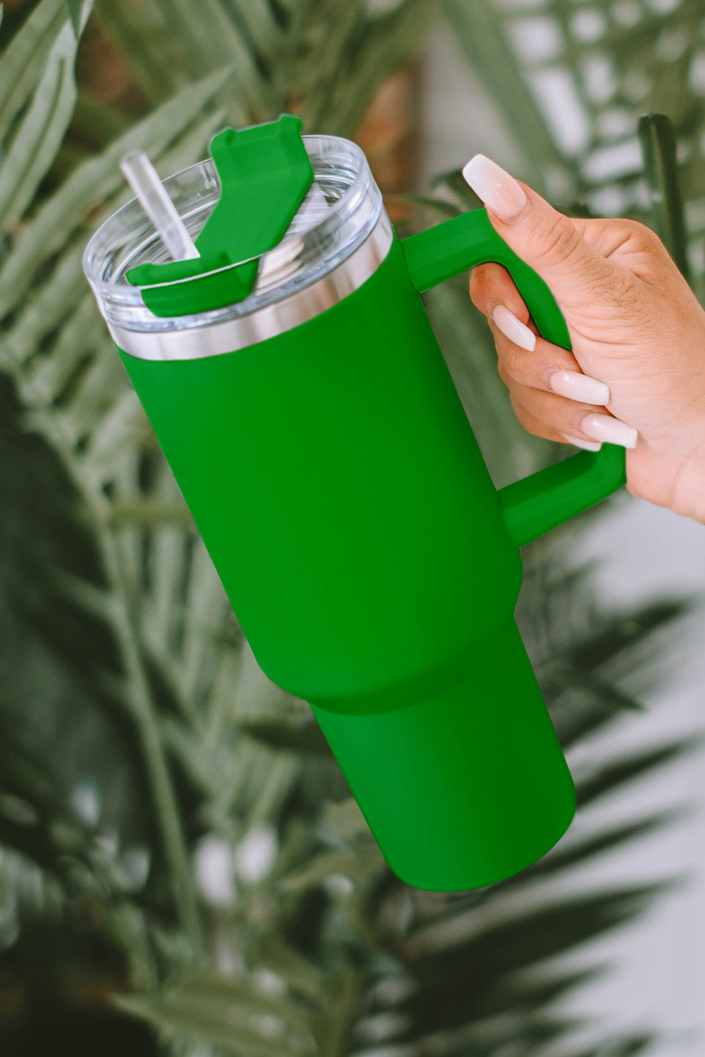 Green 304 Stainless Steel Insulated Tumbler Mug With Straw