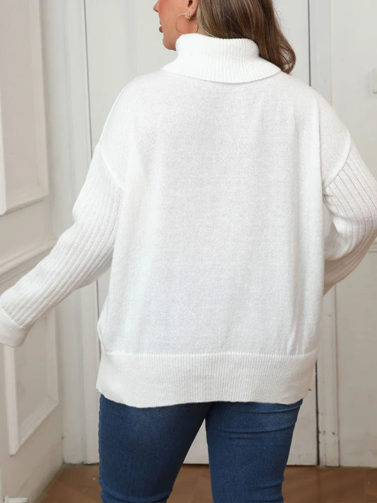 Warm Hearted Drop Shoulder Plus Size Sweater