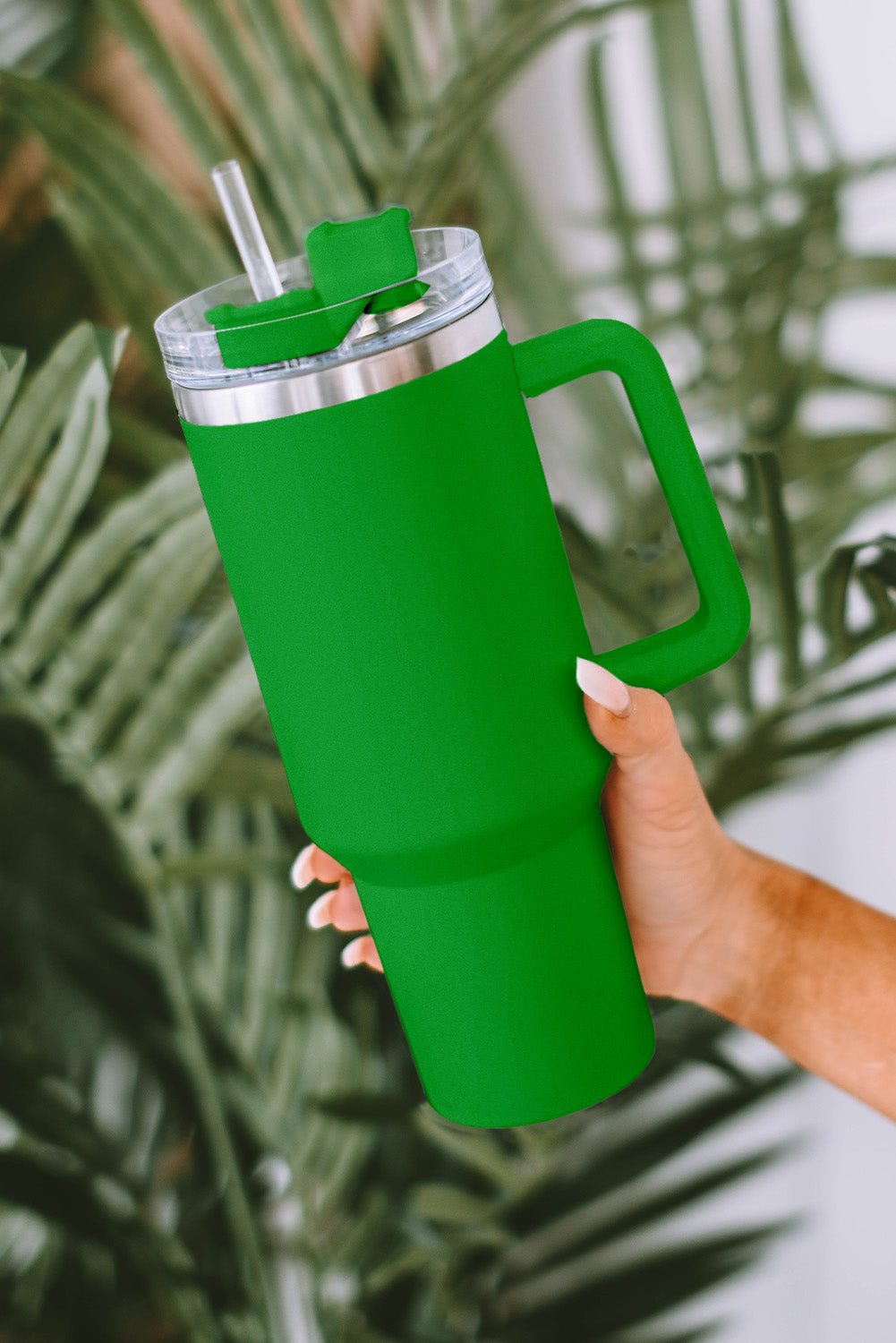 Green 304 Stainless Steel Insulated Tumbler Mug With Straw