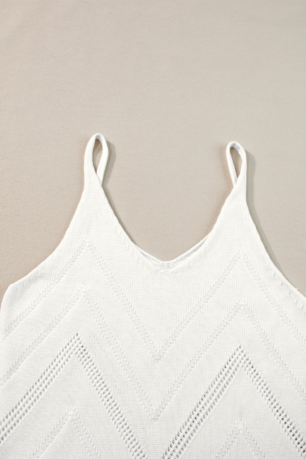 Parchment Chevron Pointelle Knit Cami Top