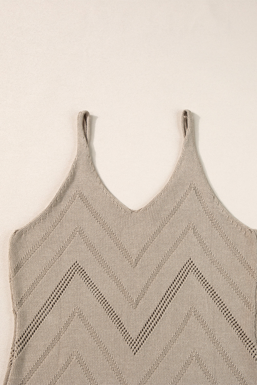 Parchment Chevron Pointelle Knit Cami Top