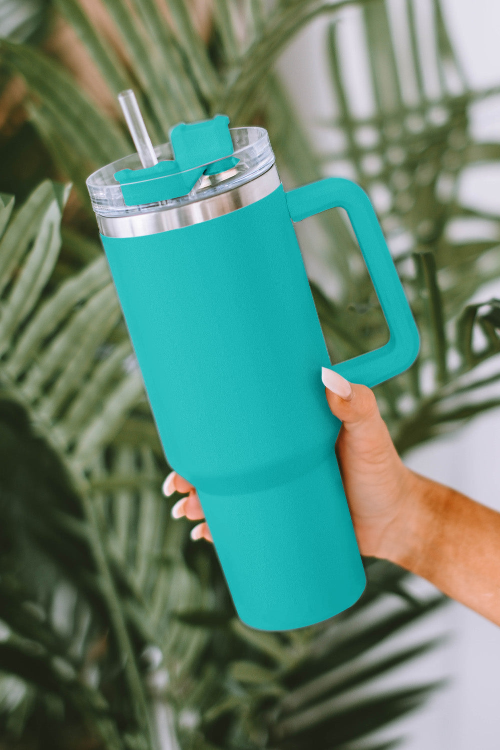 Green 304 Stainless Steel Insulated Tumbler Mug With Straw