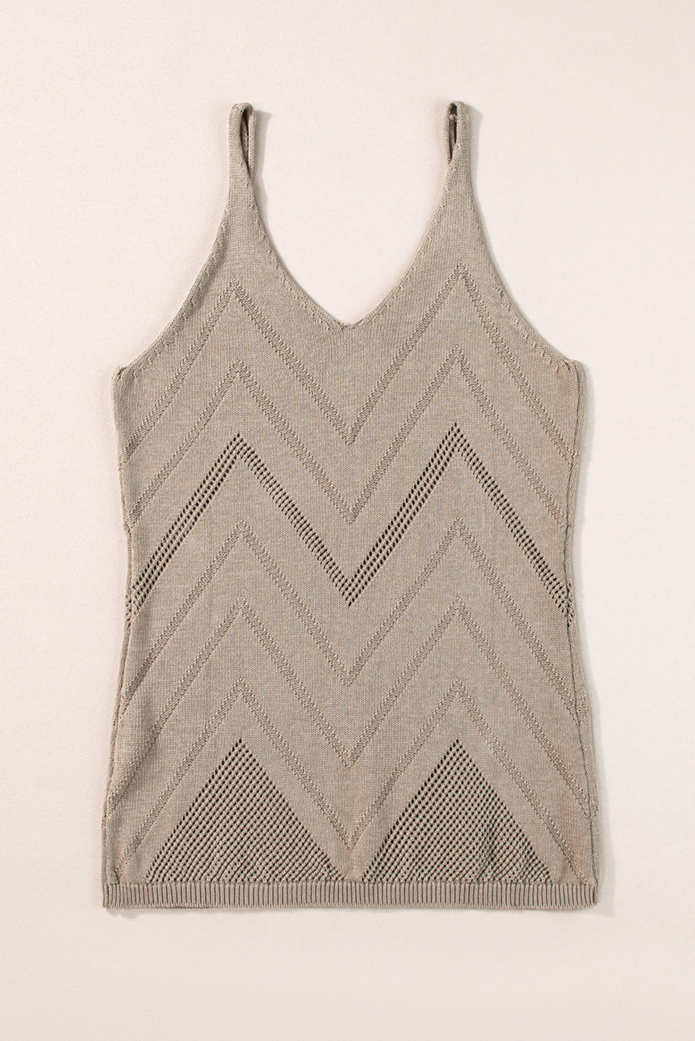 Parchment Chevron Pointelle Knit Cami Top