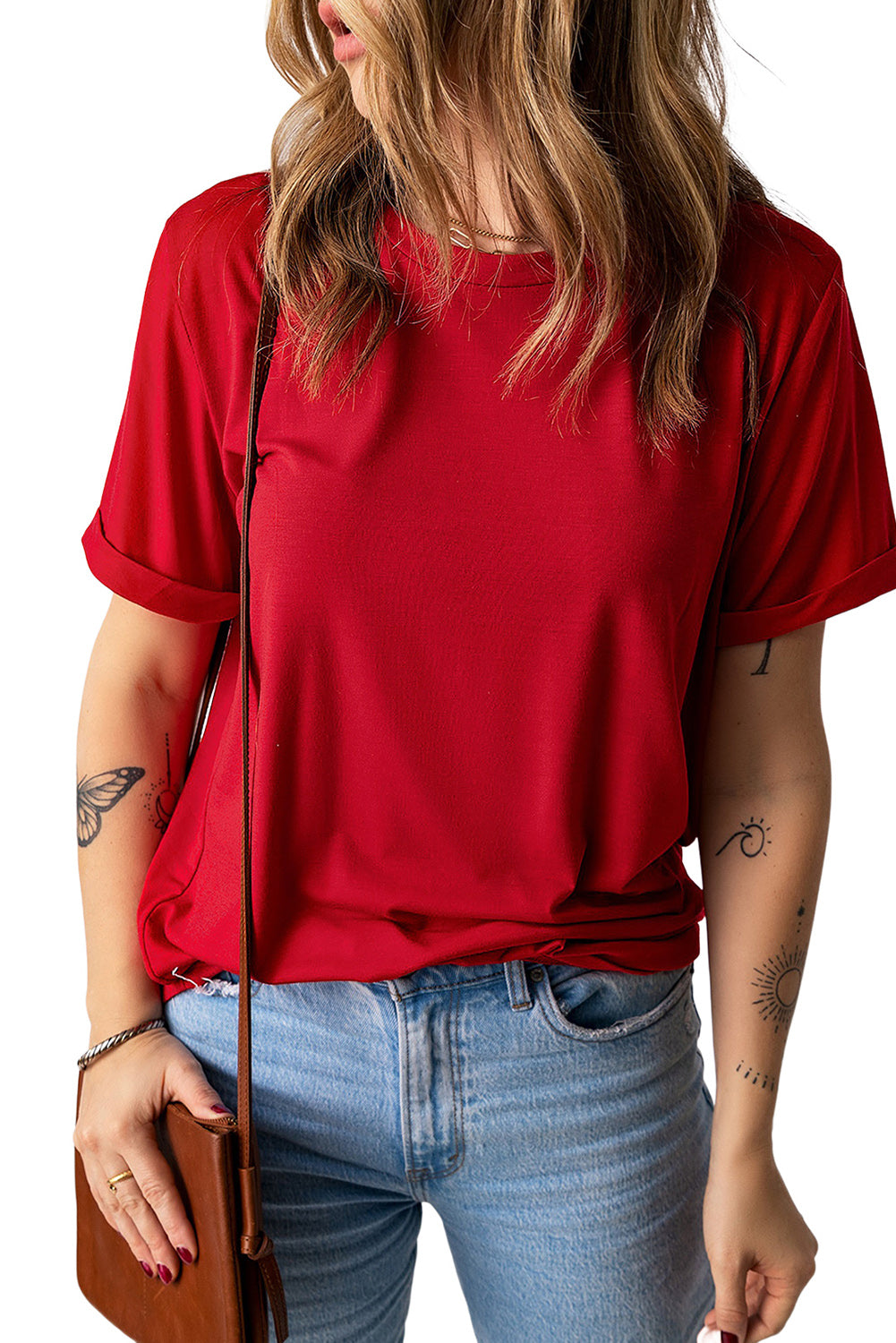 Blank T Shirt - Red Solid Color Basic Crew Neck Tee Customized