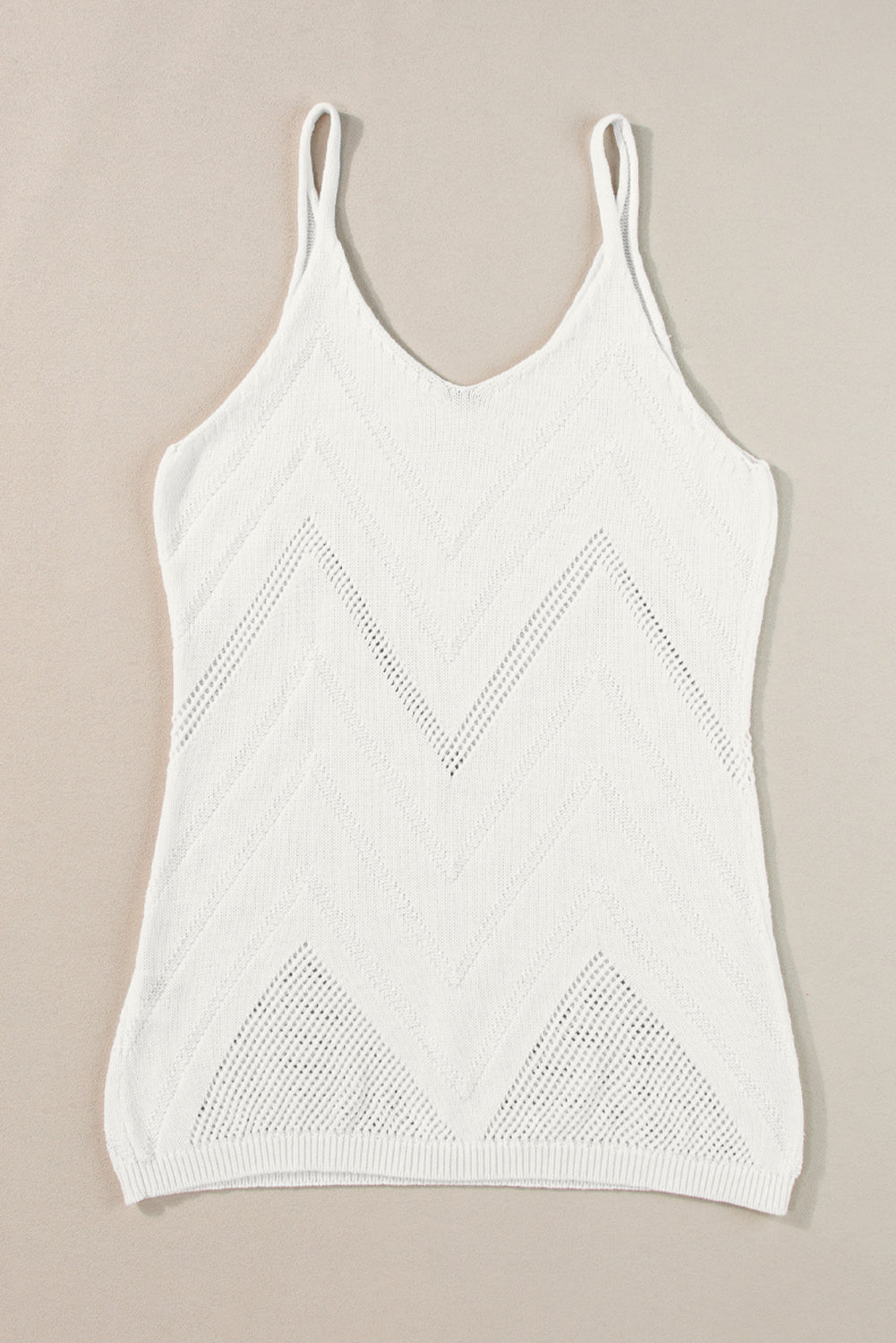 Parchment Chevron Pointelle Knit Cami Top