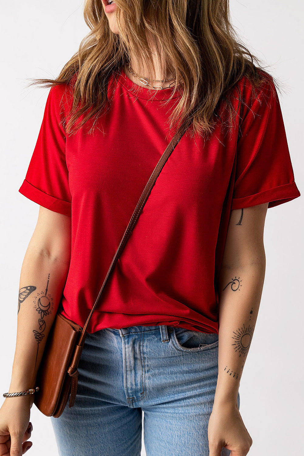 Blank T Shirt - Red Solid Color Basic Crew Neck Tee Customized