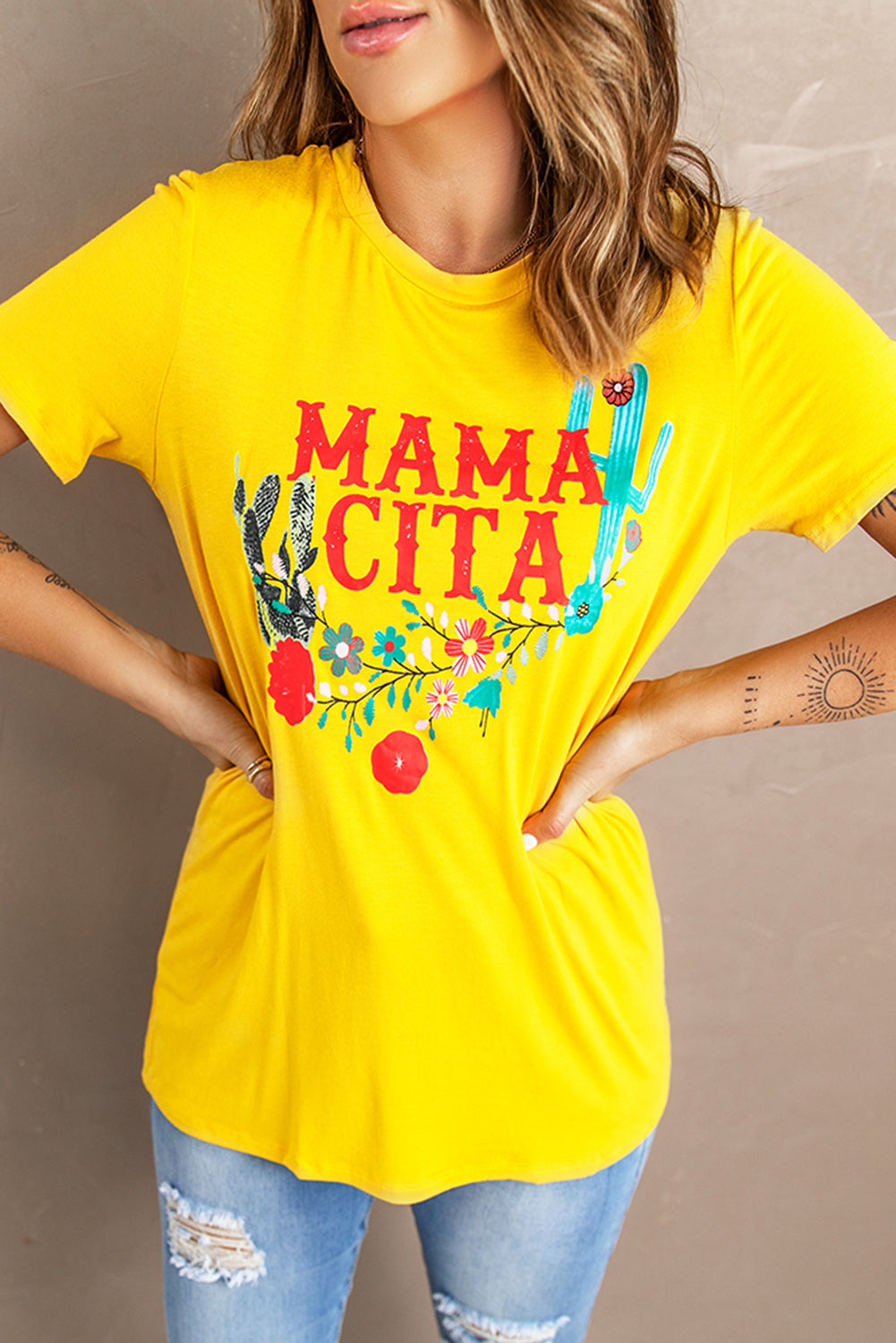 Call me Mamacita Crew Neck Graphic Tee for Women