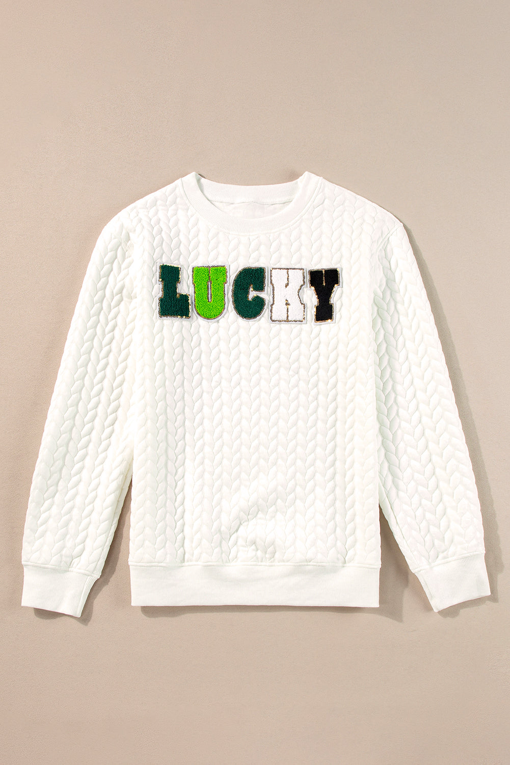 White Merry and Bright Quilted Sweatshirt