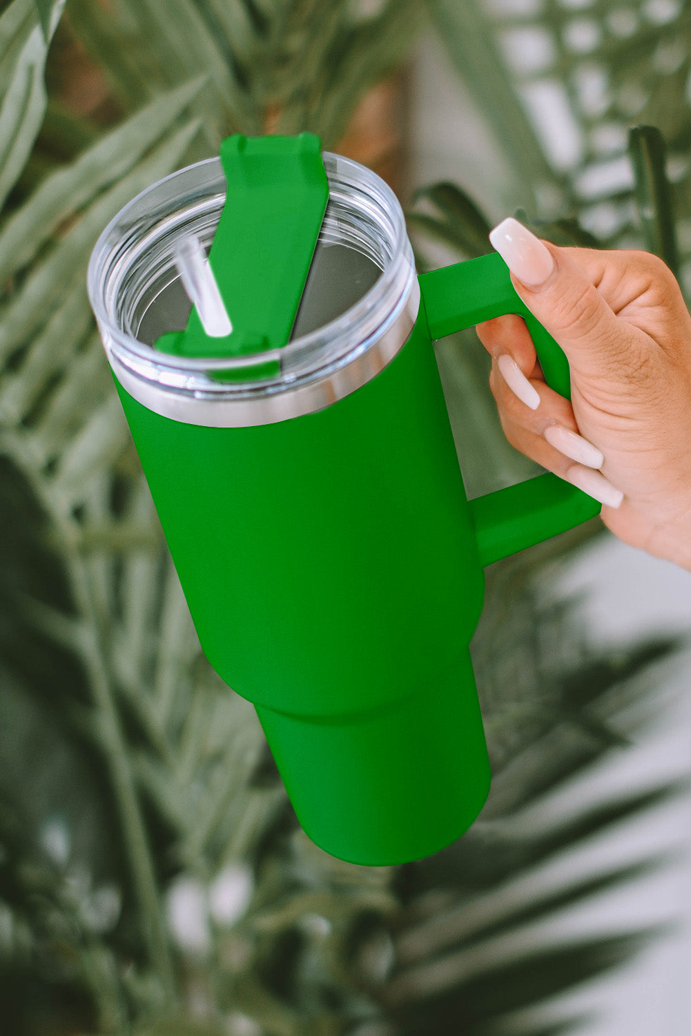 Green 304 Stainless Steel Insulated Tumbler Mug With Straw