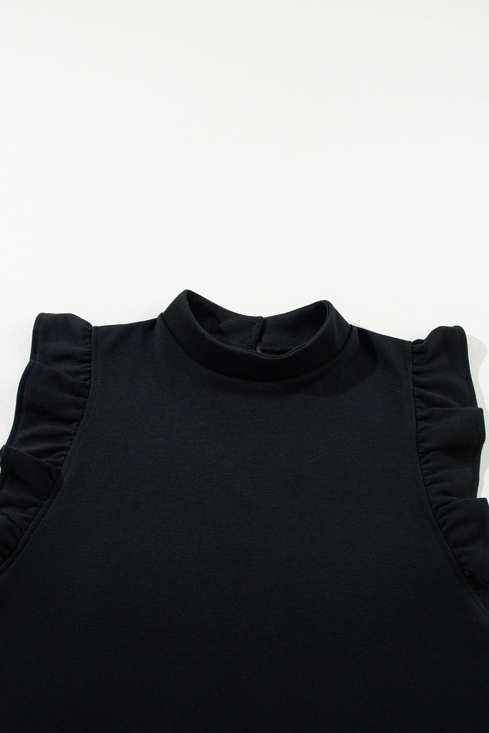 Black Solid Color Ruffle Hem Mini Sweatshirt Dress