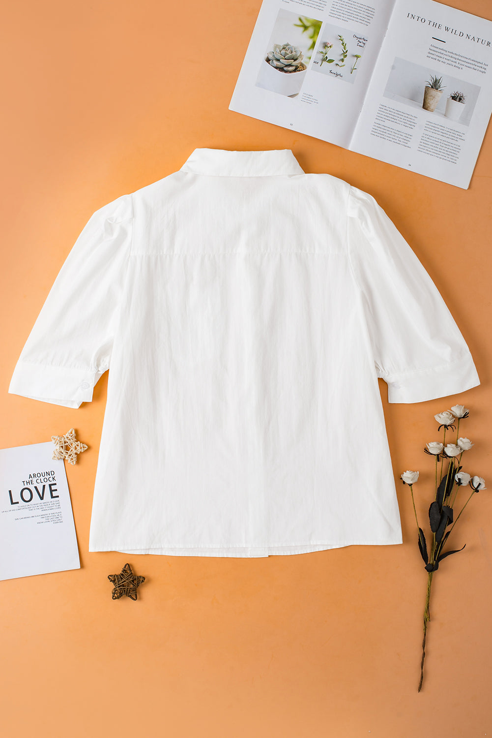 Simplicity Solid white Puff Sleeve Shirt