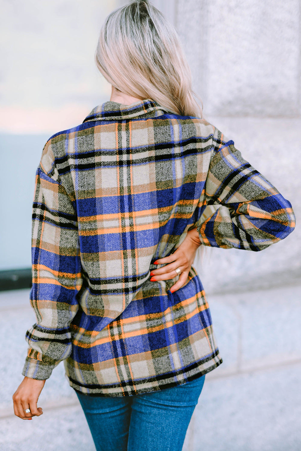 Brown Plaid Button Up Long Sleeve Flannel Shacket