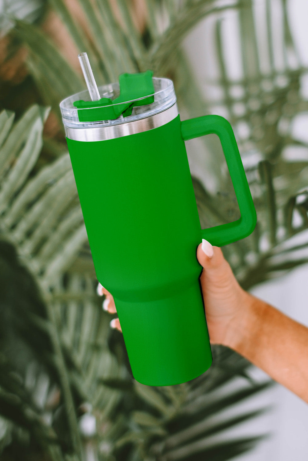 Green 304 Stainless Steel Insulated Tumbler Mug With Straw